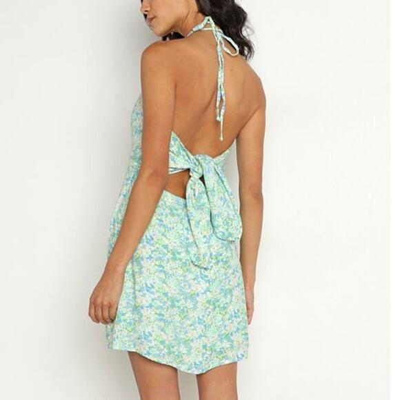 NWT Faithfull the Brand Gaia Varenna Floral Print Mini Dress Sz. 6 Blue Green - Picture 7 of 14